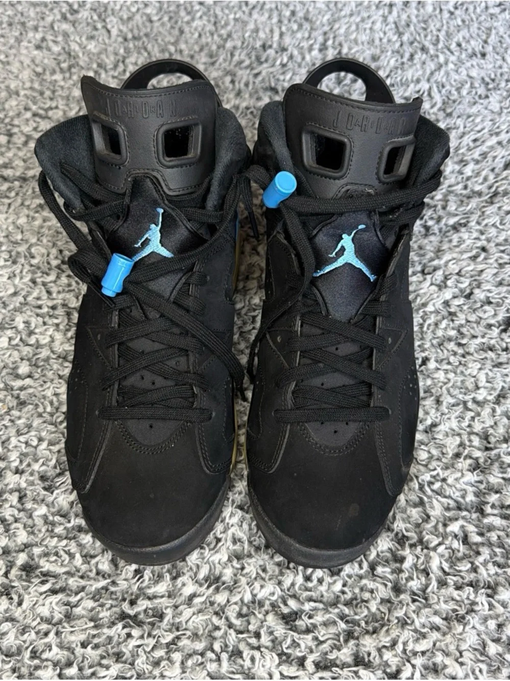 Jordan Men's Black Sneakers with Blue & Gold Accents